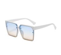 FORLUZ Fashion Big Frame Sunglasses Women Men Trend Luxury Eyeglasses Summer Traveling Driving Sunglasses UV400,White Blue Tea