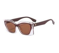 FORLUZ Fashion Vintage Big Frame Rivets Sunglasses Women Men Trend Summer Traveling Outdoors Sun Glasses UV400,Coffee Brown