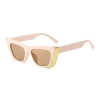 FORLUZ Luxury Cat Eye Metal Edge Women Sunglasses Fashion Small Frame Sunglasses Men Outdoor Eyeglasses Female UV400,Pink Champagne