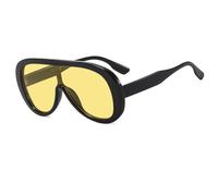 FORLUZ One Piece Sunglasses Women Fashion Oversized Men Goggle Shades Uv400 Trending Eyewear(Black-Yellow)