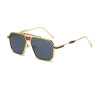 FORLUZ Retro Quality Metal Women Luxury Sunglasses Shades Uv400 Fashion Gradient Men(Gold Red Black)