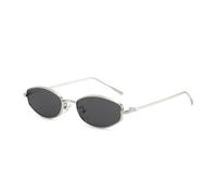 FORLUZ Retro Small Oval Frame Sunglasses for Women Men Hexagonal Rectangle Exquisite Metal Frame Green Sun Glasses UV400,Silver Black