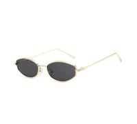 FORLUZ Retro Small Oval Frame Sunglasses for Women Men Hexagonal Rectangle Exquisite Metal Frame Green Sun Glasses UV400,Gold Black