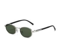 FORLUZ Retro Small Oval Metal Sunglasses Women Shades Uv400 Fashion Silver Gradient Men Punk Sun Glasses(Silver Green)