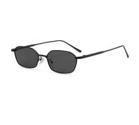 FORLUZ Small Sunglasse Women Men Steampunk Metal Frame Men Retro Uv400(C1 Black-Black)