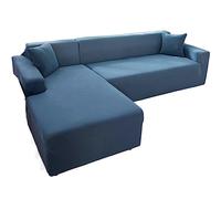 FORLUZ Sofa Cover L Shape, Solid Sofa Cover for Living Room Elastic 1/2/3/4 Seater Sofa Cover Protector L Shaped Corner Sofa Cover Chaise Longue (Color : Sea Blue, Size : 1 Seater 90-140cm)