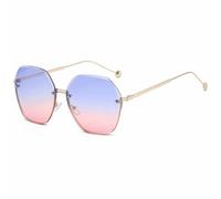 FORLUZ Trend Frameless Polygonal Sunglasses Retro Classic Luxury Driving Travels Sunglasses UV400,Gold Blue Pink