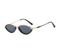 FORLUZ Trendy Luxury Small Cat Eye Sunglass Women Men Metal Frame Sunglasses Men Retro Driving Shades Travel Glasses UV400,Black gray