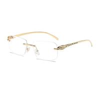 FORLUZ Vintage Rimless Sunglasses Steampunk Leopard Ladies Classic Retro Metal Frames Eyewear Uv400(clear)