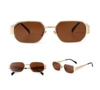 FORLUZ Vintage Sunglasses Women Men Luxury Metal Gradient Blue Rectangle Retro Male(3)