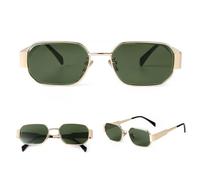 FORLUZ Vintage Sunglasses Women Men Luxury Metal Gradient Blue Rectangle Retro Male(4)