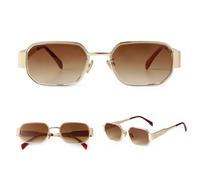 FORLUZ Vintage Sunglasses Women Men Luxury Metal Gradient Blue Rectangle Retro Male(5)