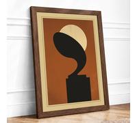 Form and Flow Geometric Framed Wall Art Print A4 Walnut