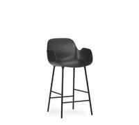 Form Bar Stool with Backrest and Armrests H65 cm Black/ Black Steel