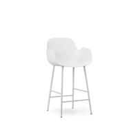 Form Bar Stool with Backrest and Armrests H65 cm White/ White Steel