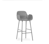 Form Bar Stool with Backrest and Armrests H75 cm Gray/ Gray Steel