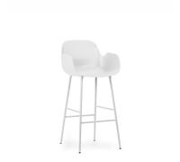 Form Bar Stool with Backrest and Armrests H75 cm White/ White Steel