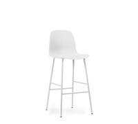 Form Bar Stool with Backrest H75 cm White/ White Steel
