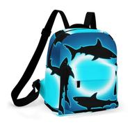 Form Circle Floating Sharks Mini Backpack for Women Waterproof Backpack | Durable & Lightweight, Casual Daypack with Multi Pocket, Cute Small Backpack Purse for Travel, Work, Hiking, Great Gift