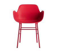 Form Dining Chair With Armrest Bright Red/Steel