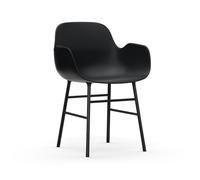 Form Dining Chair with Armrests Black/ Black Steel