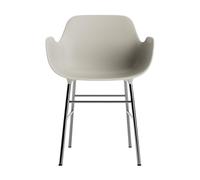 Form Dining Chair With Armrests Light Gray/ Chrome