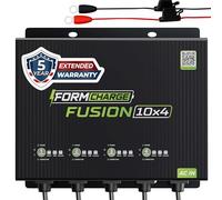 FORM Fusion 10X4 4-Bank Marine Battery Charger, 40A Total (10A per Bank), 12V Smart Onboard Boat Charger for Lithium (LiFePO4), AGM, and Deep Cycle Batteries - Waterproof with Force Start