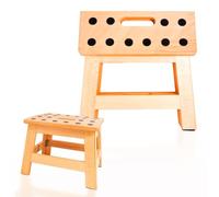Forma House Wooden Foldable Stool - Portable Design - Lightweight Step Stool - Anti-Slip - Easy Storage Stool for Adults & Kids for Kitchen, Bathroom - 150kg Weight (Bamboo)