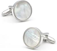 Formal cufflinks, Cufflinks, Cuff Links Solid Sterling Silver Mother of Pearl Round