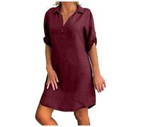 Formal Dresses for Women Dresses for WomenSolid Half SleeveDailyLoose Casual Dress Ladies Summer Dresses (Red, XXXXXL)