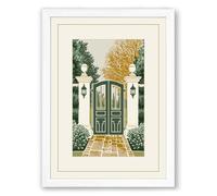 Formal Garden Entrance Architectural Framed Wall Art Print A2 (59.4×42cm) White, Wall Decor for Living Room, Bedroom, Office & Home, Ready to Hang, Art Gift
