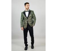 Formal Men’s 4 Piece Tuxedo Green Gold Paisley Wedding Suit