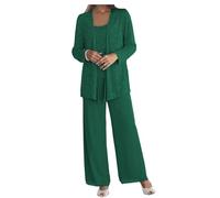 Formal Pant Suit for Mother of The Bride Plus Size 3 Pieces Mother of Groom Pant Set with Jacket for Wedding Evening Gown Peacock Size 14