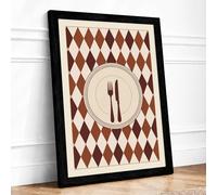 Formal Place Setting Mid-Century Framed Wall Art Print A1 (84.1×59.4cm) Black, Wall Decor for Living Room, Bedroom, Office & Home, Ready to Hang, Art Gift