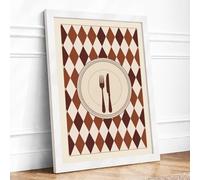 Formal Place Setting Mid-Century Framed Wall Art Print A1 (84.1×59.4cm) White, Wall Decor for Living Room, Bedroom, Office & Home, Ready to Hang, Art Gift