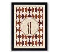 Formal Place Setting Mid-Century Framed Wall Art Print A2 (59.4×42cm) Black, Wall Decor for Living Room, Bedroom, Office & Home, Ready to Hang, Art Gift
