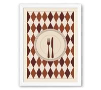 Formal Place Setting Mid-Century Framed Wall Art Print A3 (42×29.7cm) White, Wall Decor for Living Room, Bedroom, Office & Home, Ready to Hang, Art Gift