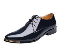 Formal Shoes Pointed Leather Shoes Lightweight Monk Shoes Comfortable Formal Low Top Outdoor Boots for Slip-On Black Brown Double Buckle Non-Slip Party Suitable, blue, 11 UK