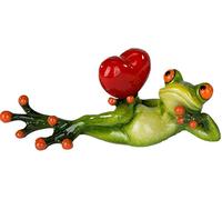 Formano Decorative Figurine Funny Frog Heart Lying Down 16 cm Green Red 1 Piece