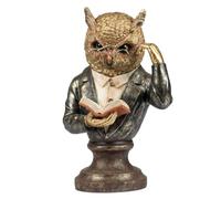 formano Decorative Owl 36 cm Antique Colour Owl Bust Made of Polyresin in Vintage Look - Hand-Painted Decorative Figure in Suit with Book - Elegant Animal Figure as Home Decoration & Gift Idea for