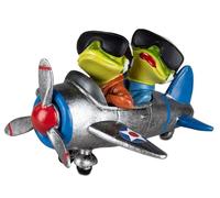 formano Happy Frog Couple in Vintage Plane with Sunglasses Frog House Hand-Painted Exclusive Decorative Figure (15 x 14.5 x 9.5 cm) - Funny Home & Garden Decoration, Frog
