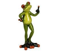 formano Frog Figurine 16 x 8 cm Funny Artificial Stone Sculpture with Bath Finger Gesture - Humorous Gift Idea and Stylish Decoration for Living Room, Office or Garden