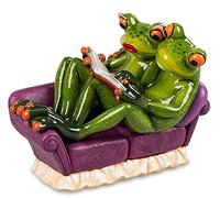Formano Frog Pair on Sofa, Green, Polystone, 15 x 11 cm, Hand-Painted Home Decoration