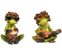 formano Froschhausen Set of 2 Decorative Figures Reggae Frogs 9 cm Hand-Painted Decorative Figures Made of Shiny Polyresin - Funny Living Room Decoration - Series Froschhausen