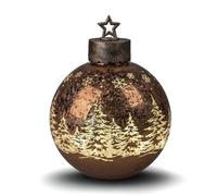 formano Frosty Brown Decorative Ball 30 cm with LED Light Timer Illuminated Glass Ball Christmas Decoration Table Shelf Decorative Ball 6 H/18 Hours Timer Christmas Bauble for Standing