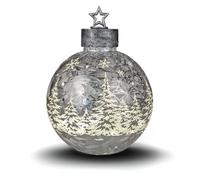 formano Frosty Decorative Ball Silver 35 cm with LED Light Timer Illuminated Glass Ball Christmas Decoration Table Shelf Decorative Ball 6 H/18 Hours Timer Christmas Bauble for Standing