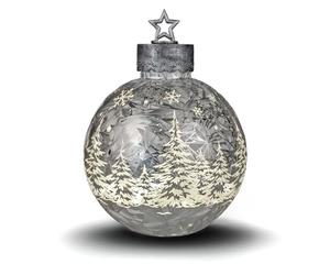 formano Frosty Decorative Ball Silver 35 cm with LED Light Timer Illuminated Glass Ball Christmas Decoration Table Shelf Decorative Ball 6 H/18 Hours Timer Christmas Bauble for Standing