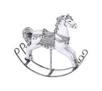 Formano Rocking Horse Figurine Hand Painted White Silver 25 cm Christmas Winter Decoration