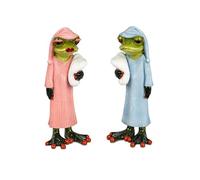 formano Set of 2 Frog Figures Funny Sleeping Cap - 17 cm Hand-Painted Artificial Stone Decoration - High-Quality Gift Idea & Humorous Indoor Decoration from Frog House Living Room
