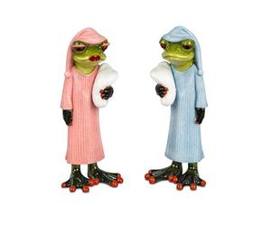 formano Set of 2 Frog Figures Funny Sleeping Cap - 17 cm Hand-Painted Artificial Stone Decoration - High-Quality Gift Idea & Humorous Indoor Decoration from Frog House Living Room